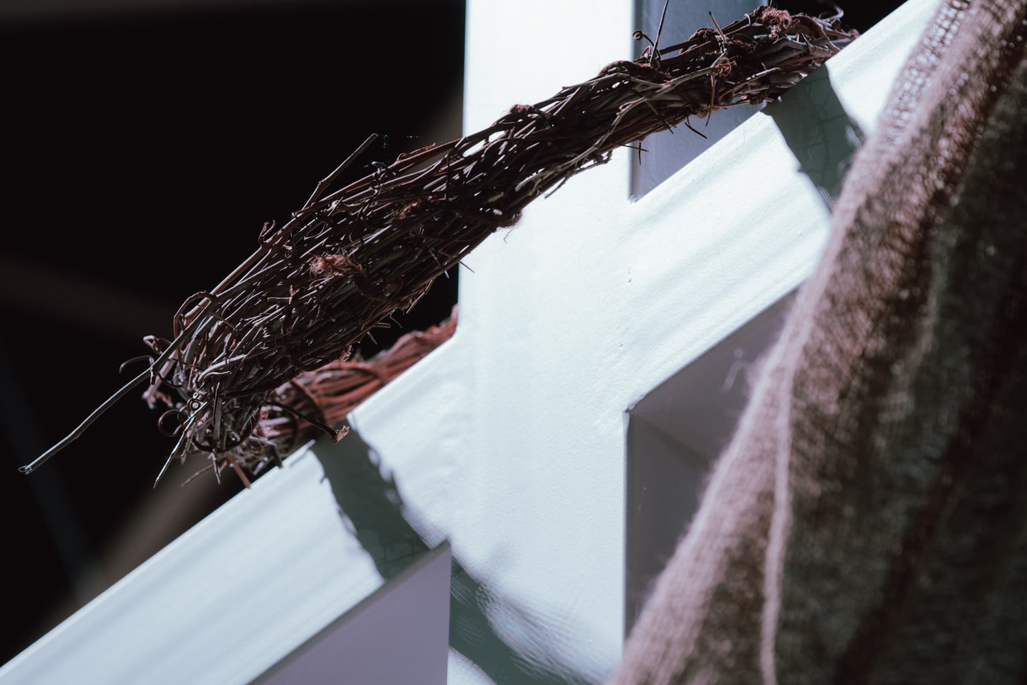 A vine-wrapped cross
