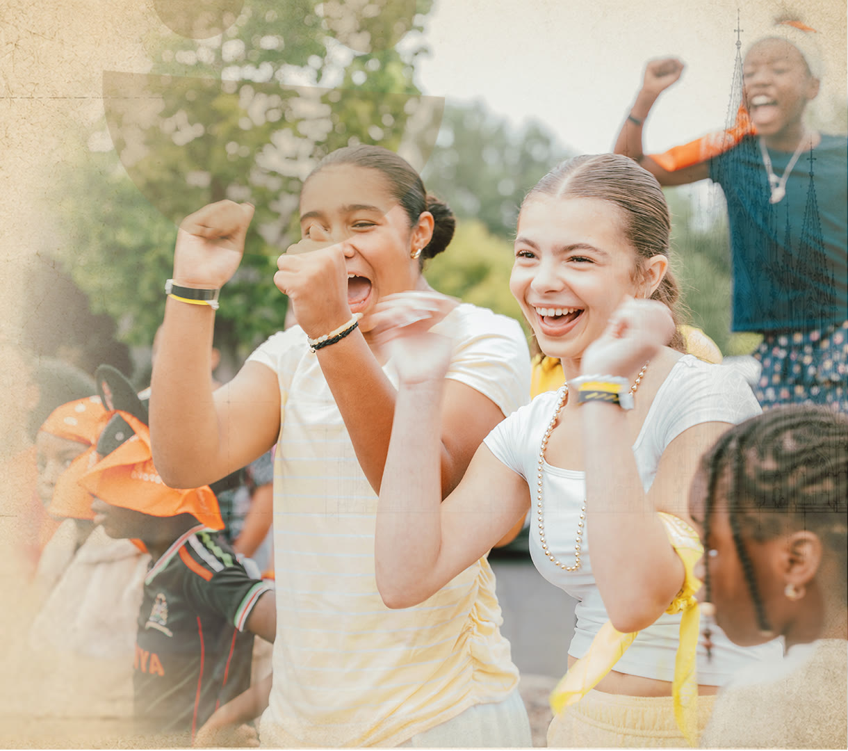 Kids cheering at Camp Creative